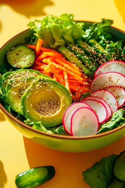 Colourful salad bowl with fresh vegetables by Poster Art Shop