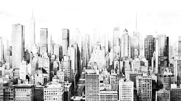 Urban cityscape in zwart wit New York city van Vlindertuin Art