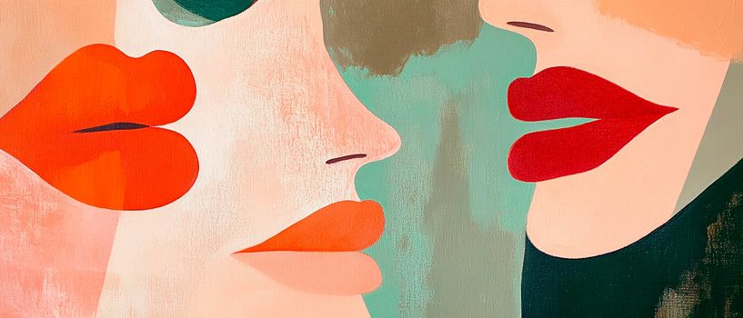 Two lips in a play of colours and closeness by Poster Art Shop