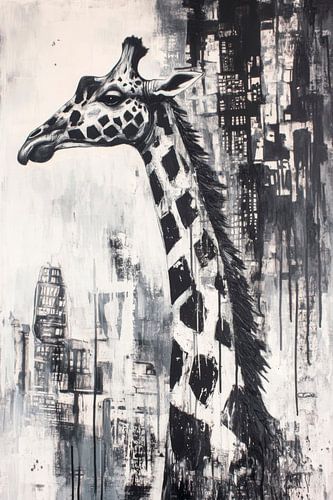 Giraffe in city by Poster Art Shop