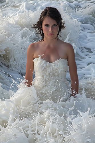 bride in the surf