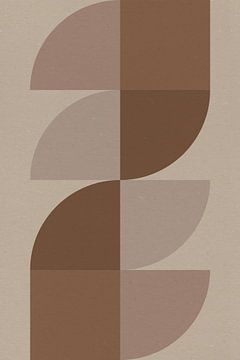 Moderne abstrakte geometrische Kunst im Retrostil in Braun und Beige Nr. 10 von Dina Dankers