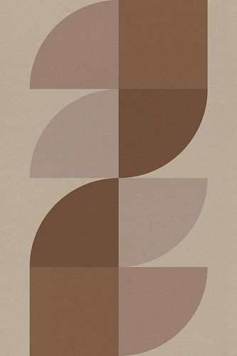 Moderne abstracte geometrische kunst in retrostijl in bruin en beige nr. 10