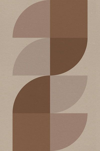 Moderne abstrakte geometrische Kunst im Retrostil in Braun und Beige Nr. 10 von Dina Dankers