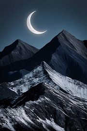 Paysage de montagne mystique sous la lune sur Imperial Art House