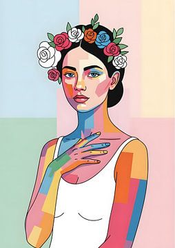 Florale Identität in Farbblöcken