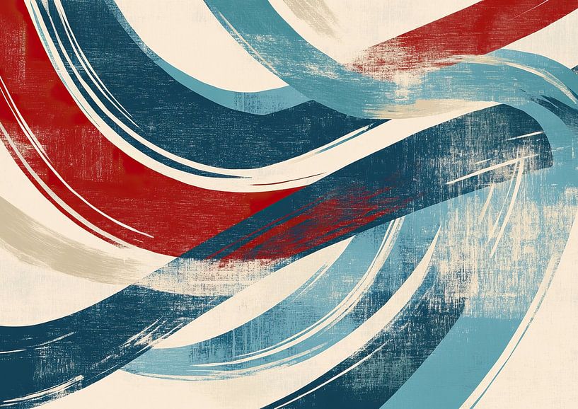 Red and Blue Movement Art by Modern Collection