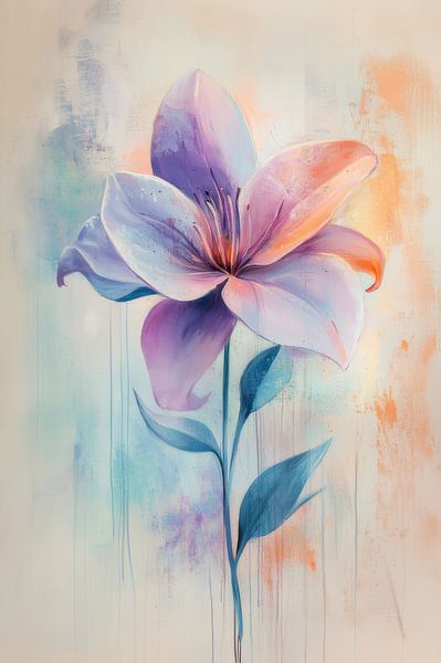 Bloem van Dageraad Abstracte Levendigheid in Pasteltinten van Eva Lee