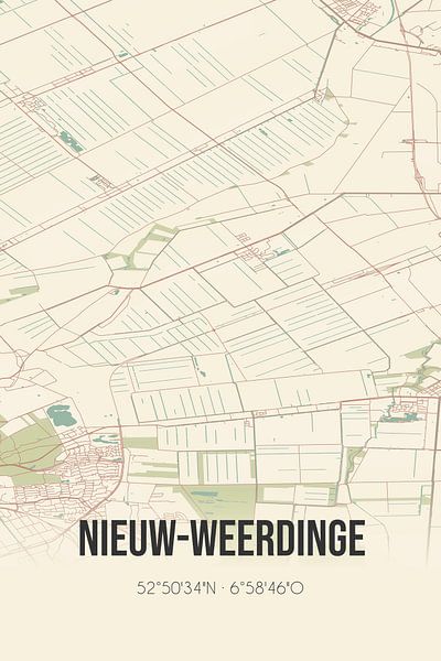 Vintage map of Nieuw-Weerdinge (Drenthe) by Prints of Place