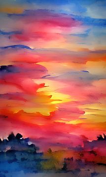 Kleurrijke zonsondergang 2 van Niek Traas