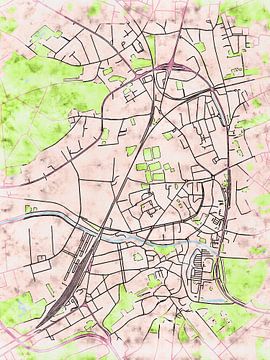 Kaart van Aarschot in de stijl 'Soothing Spring' van Maporia