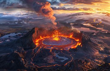 Vulkanische texturen in luchtfoto's van fernlichtsicht