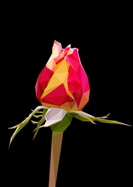 Rot Gelb Unblüte Rose Abstrakt von Yoga Art 15