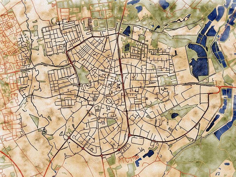 Map of Valkenswaard with the style 'Serene Summer' by Maporia