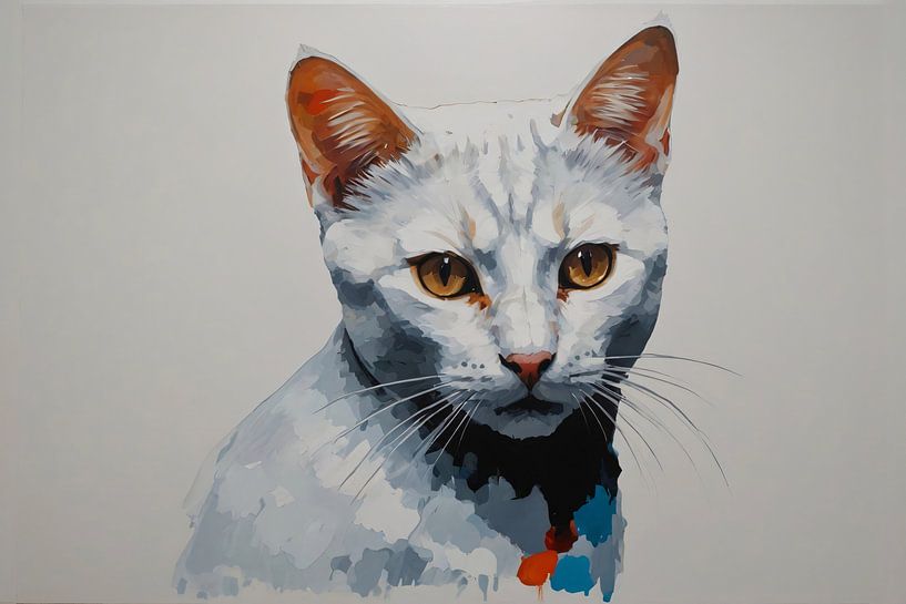 Portrait chat blanc par Art & Soul Creations