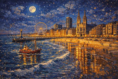 Oostende, België, een impressionistisch schilderij.