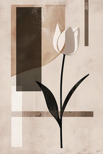 Abstracte Monochroom Tulp op Geometrische Achtergrond