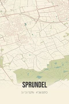 Vintage landkaart van Sprundel (Noord-Brabant) van Rezona