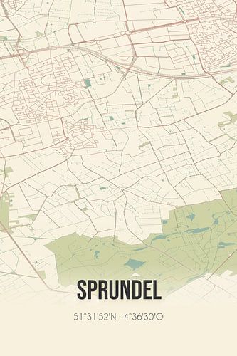 Vintage landkaart van Sprundel (Noord-Brabant)