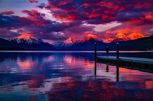 Evening Red Lake McDonald by Gabi Siebenhühner