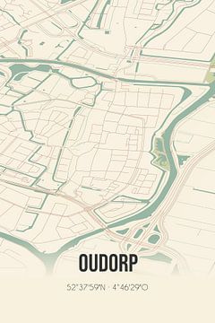 Vintage map of Oudorp (North Holland) by Rezona