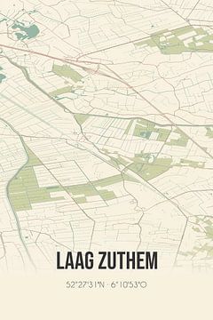 Vintage landkaart van Laag Zuthem (Overijssel) van Rezona