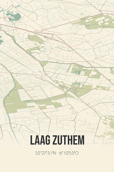 Carte ancienne de Laag Zuthem (Overijssel) par Affiches de lieux