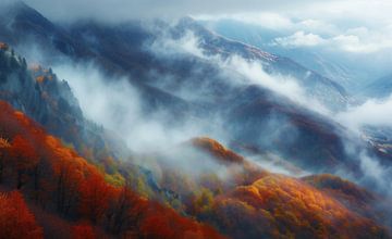 Herfstige berglandschappen van fernlichtsicht