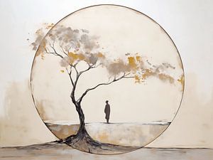 Japandi, Vrouw en Boom