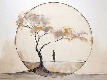 Japandi, Vrouw en Boom van Caroline Guerain