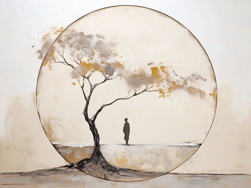 Japandi, Woman and Tree by Caroline Guerain