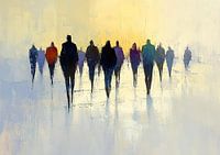 Groupe de marcheurs en lumière