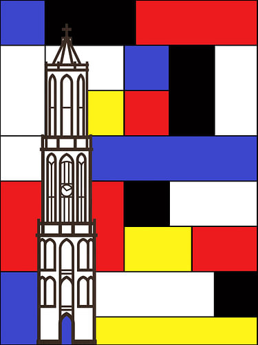 Mondrian sketch featuring the Dom Tower