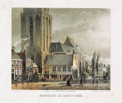Carel Christiaan Antony Last, Gezicht op de hoofdwacht en de Martinikerk in Groningen, na 1857 - 186