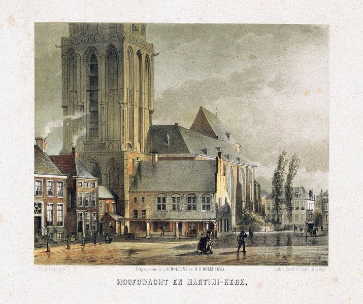 Carel Christiaan Antony Last, Blick auf die Hauptwache und die Martinikirche in Groningen, nach 1857 von Atelier Liesjes