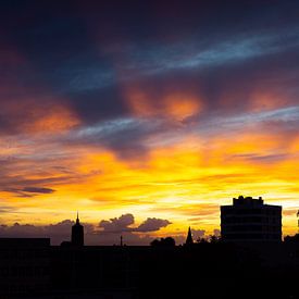 Skyline Enschede au coucher du soleil sur Stef Kuipers