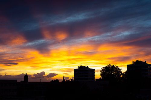 Skyline Enschede bei Sonnenuntergang