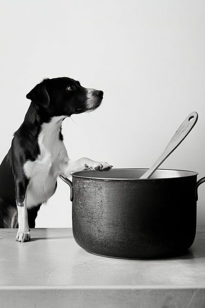 Dog in the kitchen by Poster Art Shop