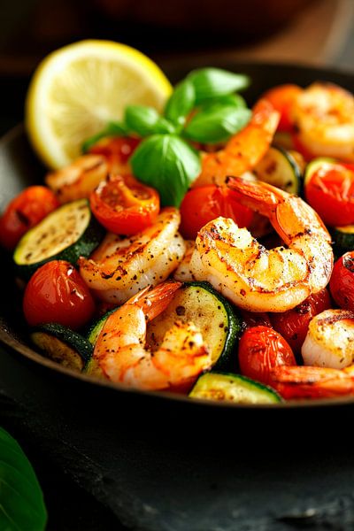 Prawn pan with colourful vegetables - Fresh! by Poster Art Shop