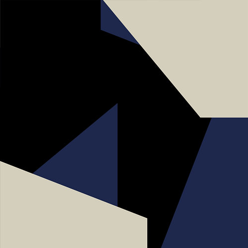 Abstract Geometric Shapes in Blue, Black, White no. 9