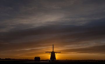 Moulin Le coucher de soleil de North Texel