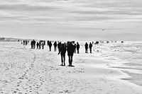 Mensen in de Herfst aan het Strand - Noordwijk aan Zee - Nederlandse Kust - Zwart-wit fotografie
