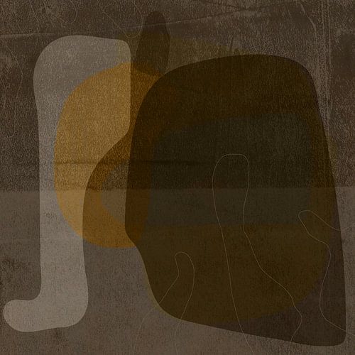 Abstracte organische vormen in aardetinten en roestbruin