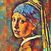 Kleurrijk Meisje met de Parel van Johannes Vermeer van Slimme Kunst.nl