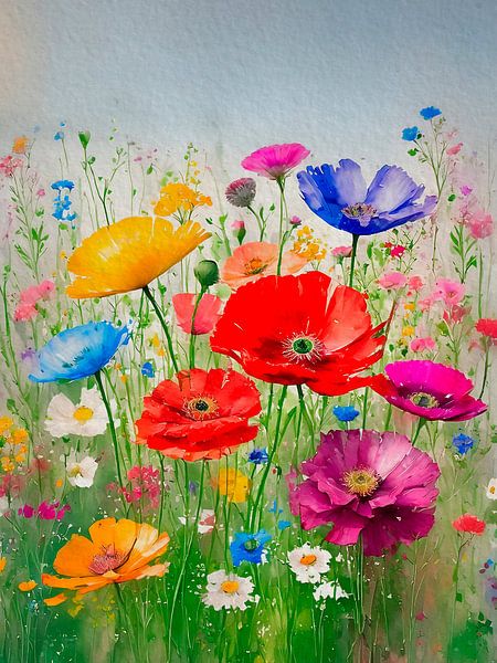 Wilde Feldblumen im Gras - 1 von Studio Pieternel