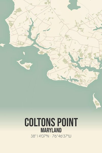 Carte ancienne de Coltons Point (Maryland), USA. par Affiches de lieux