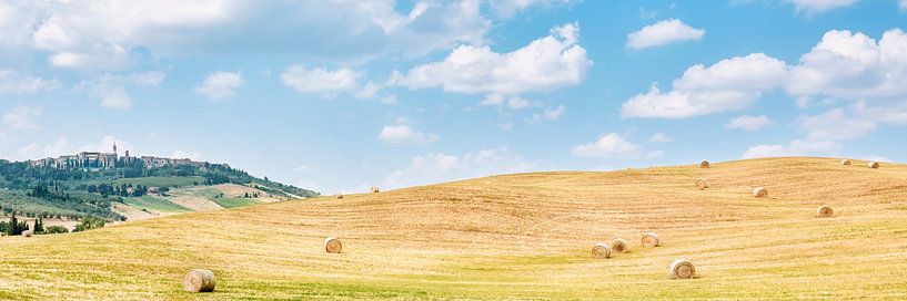 Italy Tuscany with Pienza and its round straw bales by eric van der eijk