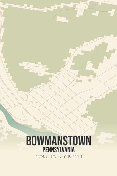 Carte ancienne de Bowmanstown (Pennsylvanie), USA. par Affiches de lieux