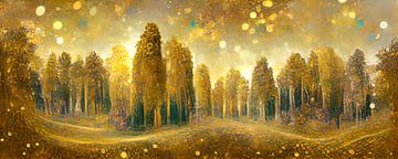 Dromerig bos in de stijl van Gustav Klimt van Whale & Sons.