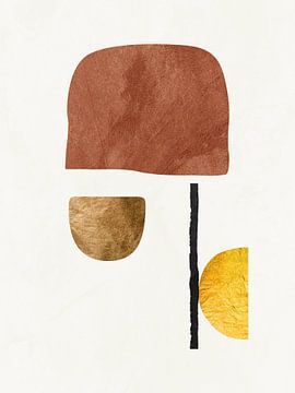 Organische Abstrakte Gold Kunst In Erdtönen Minimalistische